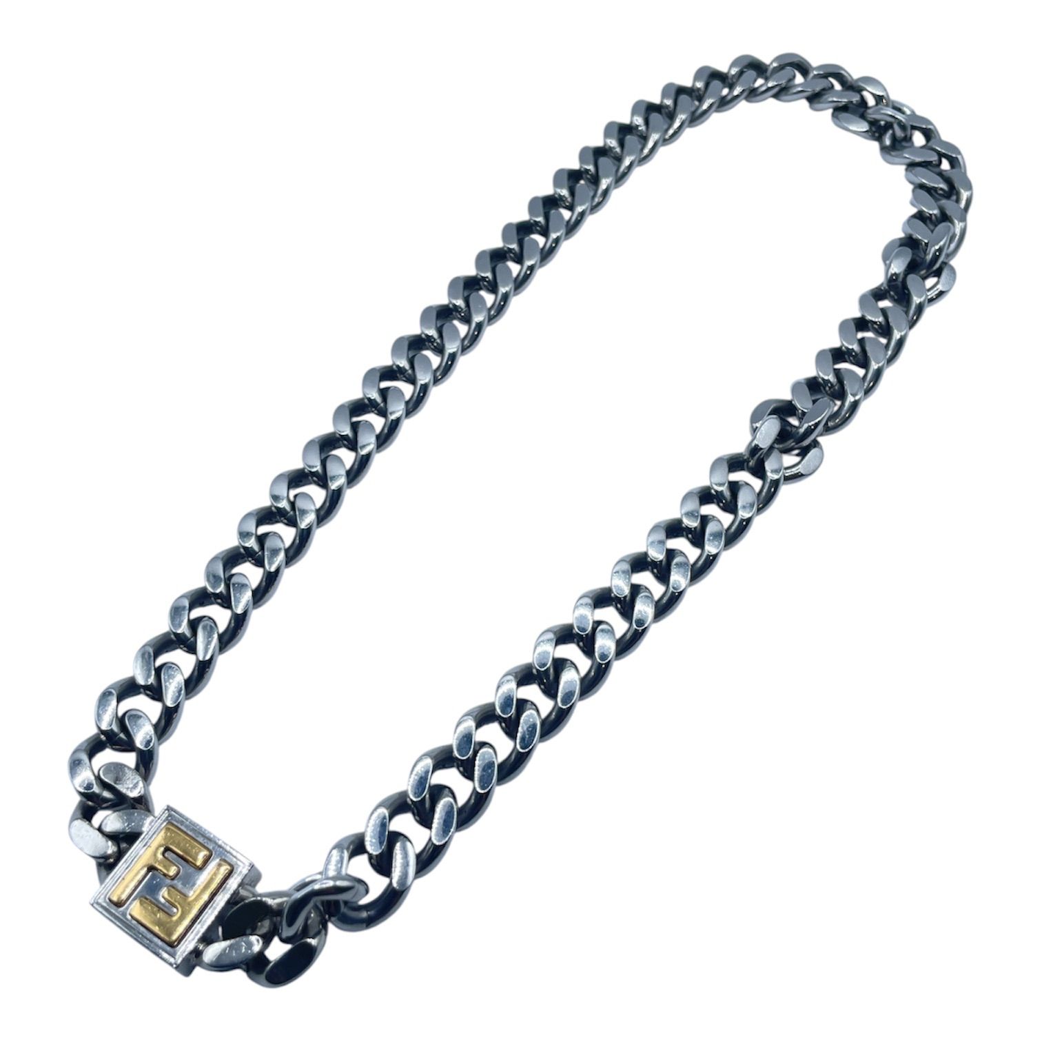 FENDI フェンディ FFモチーフ 7AJ293 メタル×GP ネックレス シルバー