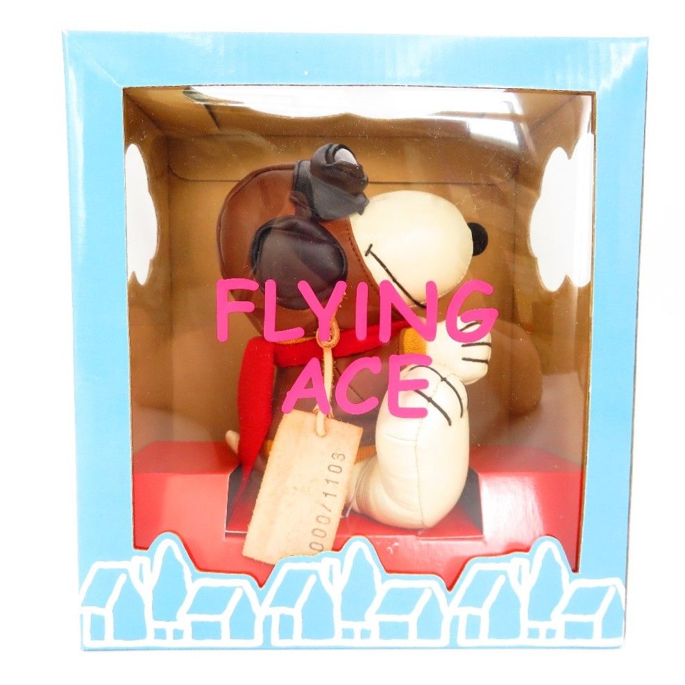 レザースヌーピー　FLYING ACE 1103　ぬいぐるみ　シリアルナンバー入り　1103/2000 キャラクターグッズ