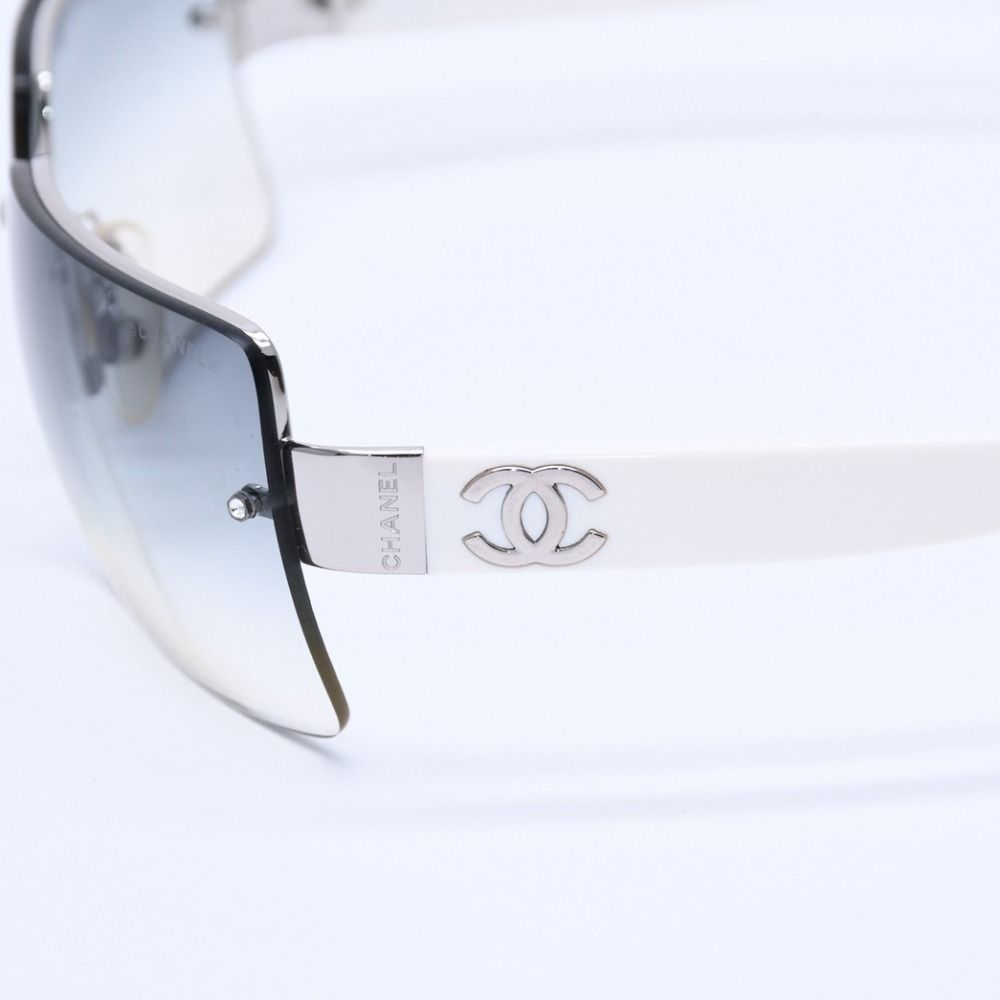 極美品 CHANEL シャネル リムレス ホワイトテンプル 4107-B サングラス