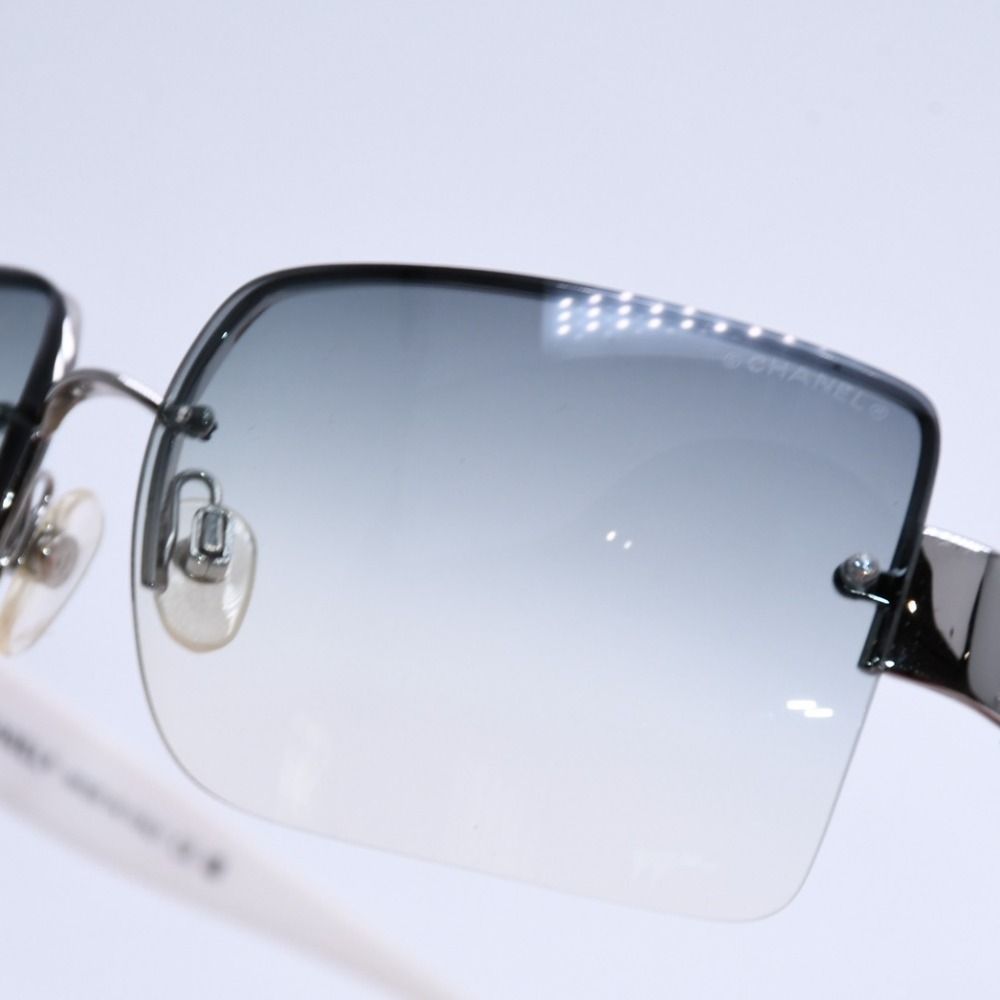 極美品 CHANEL シャネル リムレス ホワイトテンプル 4107-B サングラス