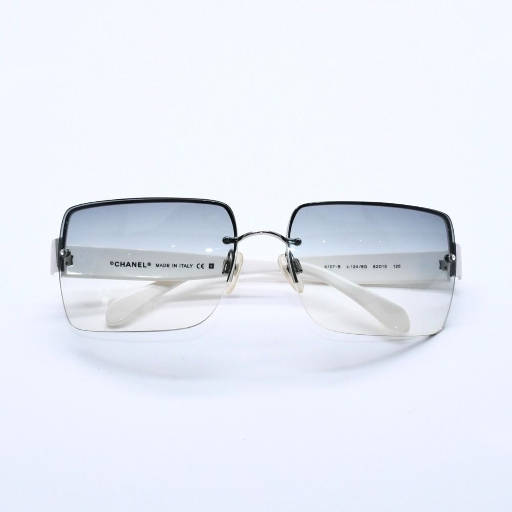 極美品 CHANEL シャネル リムレス ホワイトテンプル 4107-B サングラス
