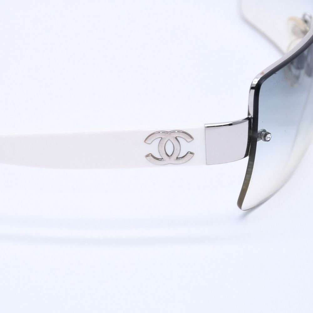 極美品 CHANEL シャネル リムレス ホワイトテンプル 4107-B サングラス