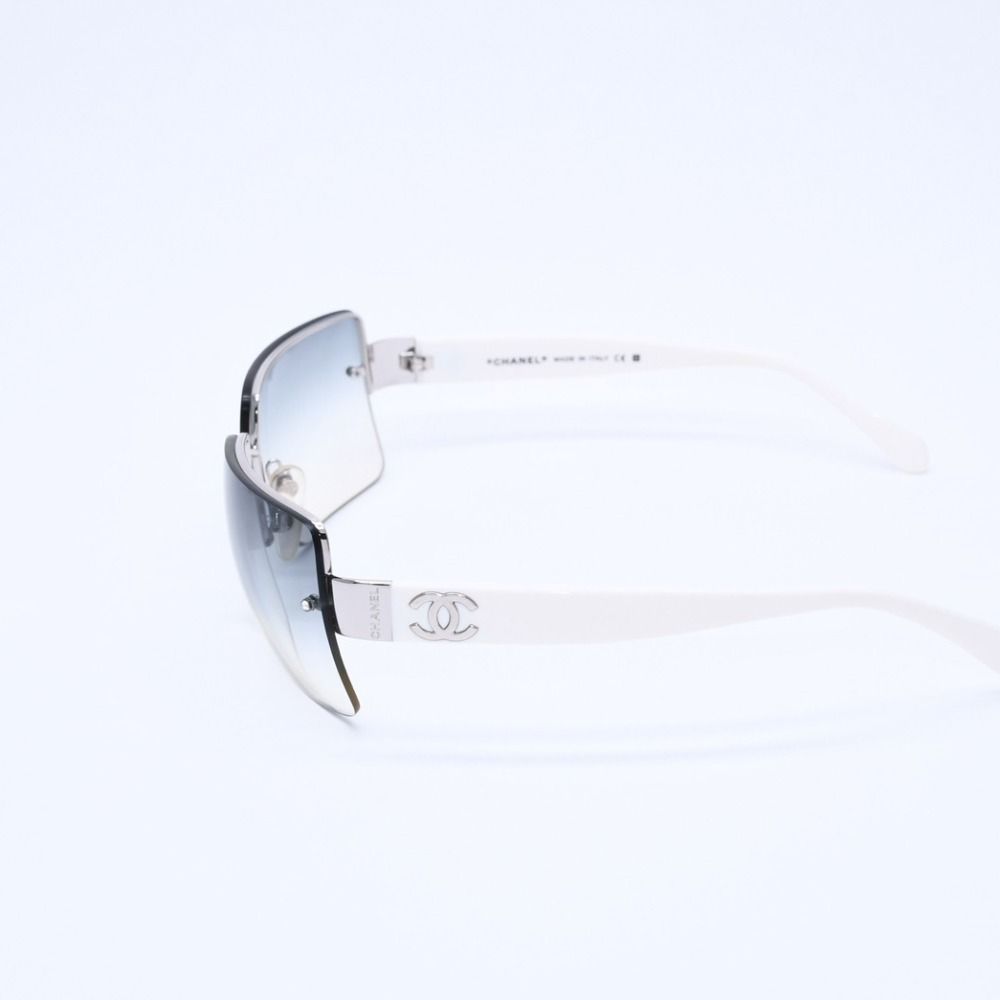 極美品 CHANEL シャネル リムレス ホワイトテンプル 4107-B サングラス