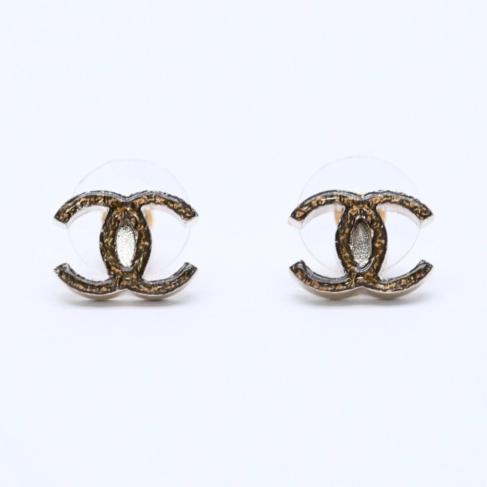 極美品 CHANEL シャネル ピアス スリム ココマーク マーブル柄