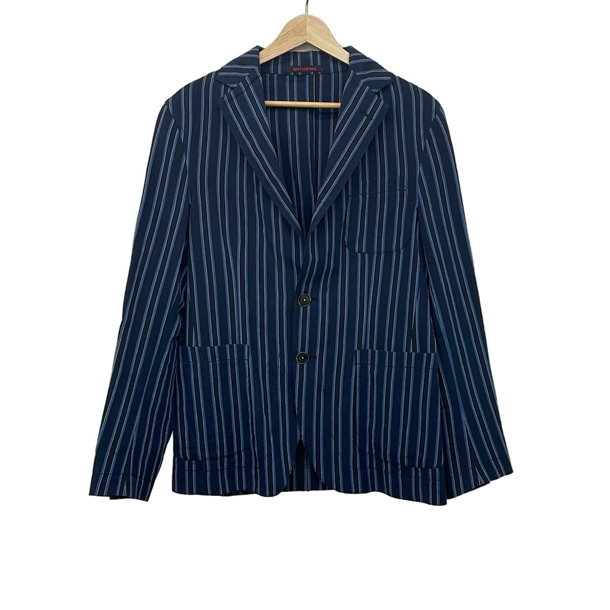 THE GIGI(ザ ジジ) ジャケット サイズ46 XL メンズ - ネイビー×ブルーグレー×白 長袖/ストライプ/春/夏