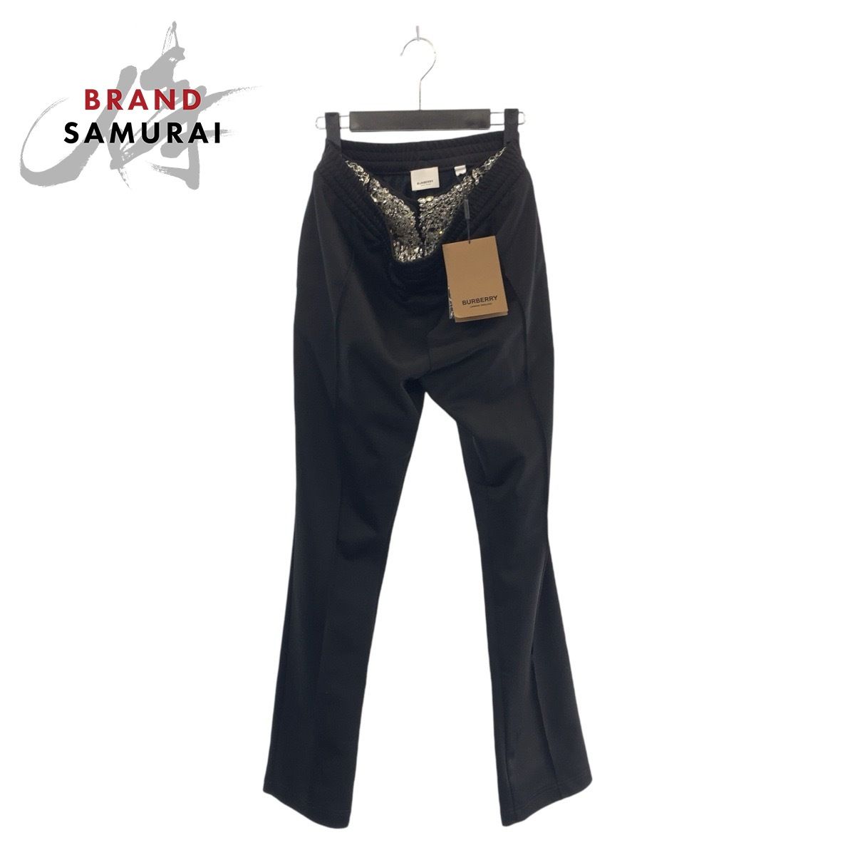 超美品 BURBERRY バーバリー ビジュー サイズ36 ブラック 黒 シルバー ポリエステル/コットン/ラインストーン デニム ジーンズ 603057【中古】
