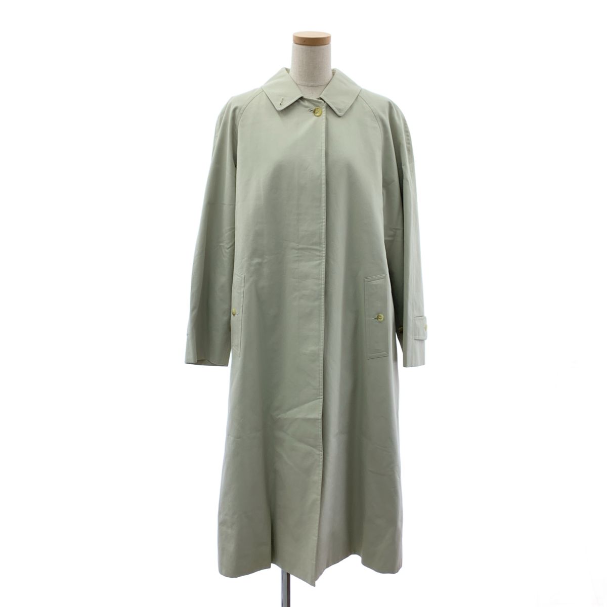 【美品】 Burberrys / バーバリーズ | コットンギャバジン ライナー付き 比翼 ステンカラーロングコート | 11 | アイボリー | レディース