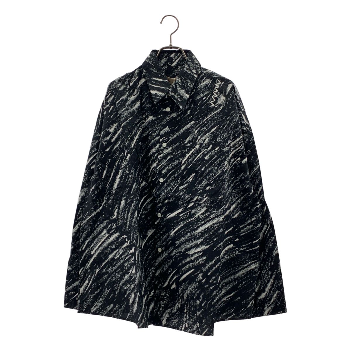 【新品】 MARNI / マルニ | クレヨンプリント オーガニックコットン シャツ | 48 | BLACK / ブラック | メンズ