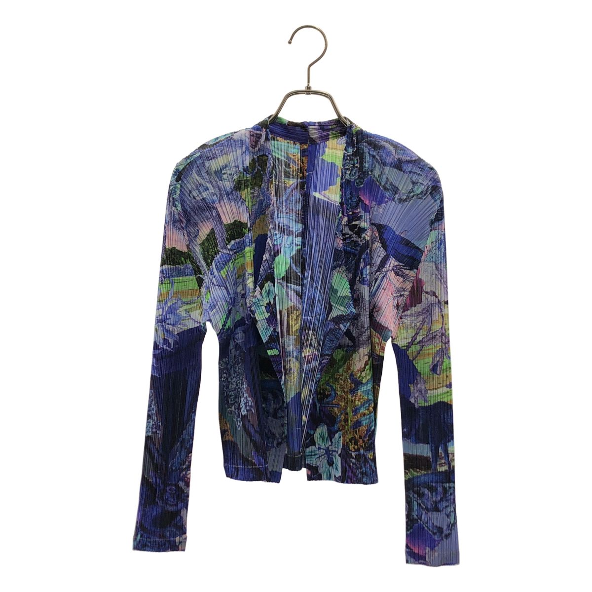 【美品】 PLEATS PLEASE ISSEY MIYAKE / プリーツプリーズイッセイミヤケ | 2023AW | AURORA JUNGLE プリーツカーディガン | 3 | ブルー | レディース