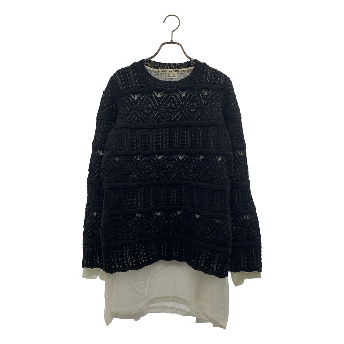 COMME des GARCONS / コムデギャルソン | 2023SS | レイヤード ローゲージ デザイン ニット | M | ブラック/ホワイト | レディース