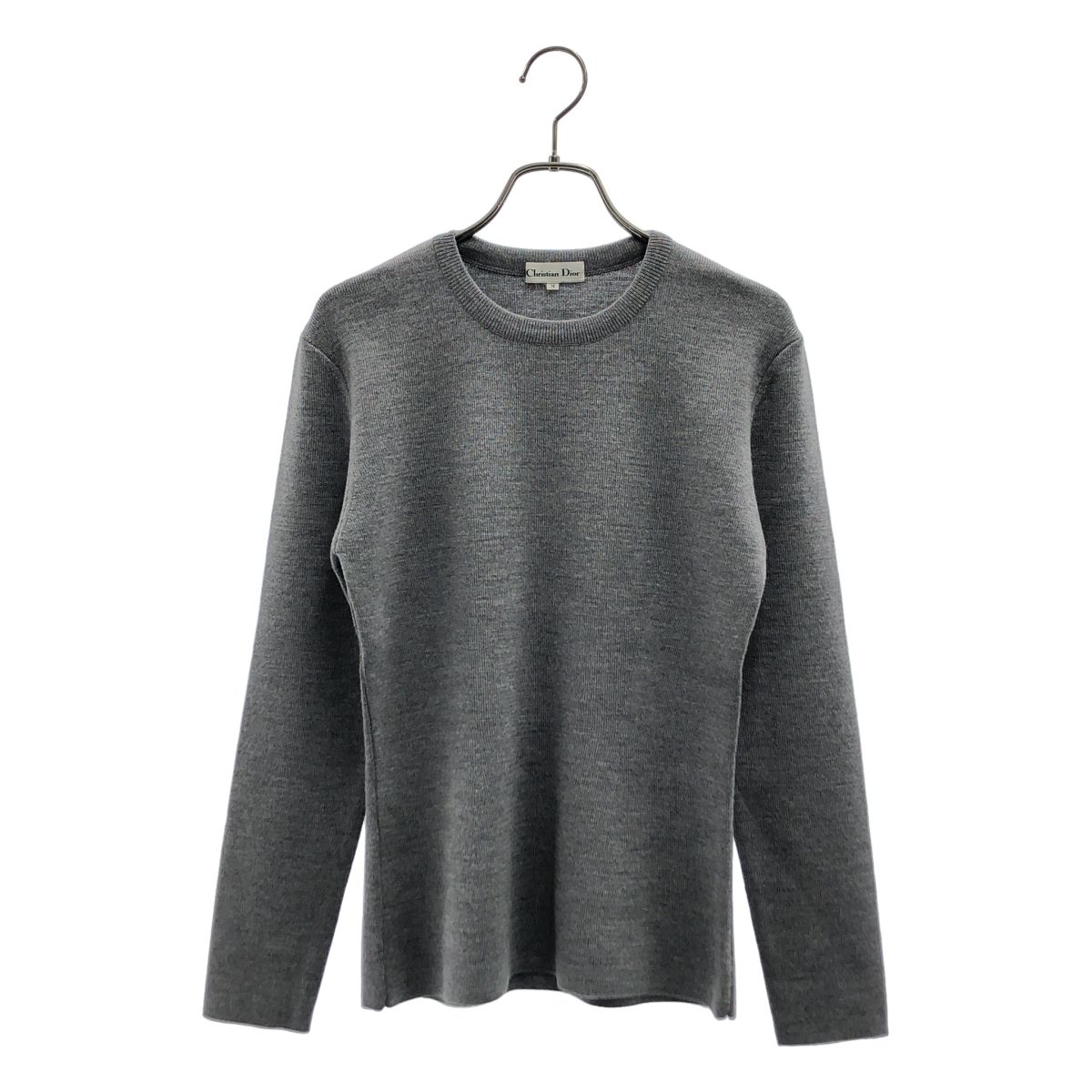 【美品】 Christian Dior / クリスチャンディオール | ウール クルーネックニット | M | グレー | レディース