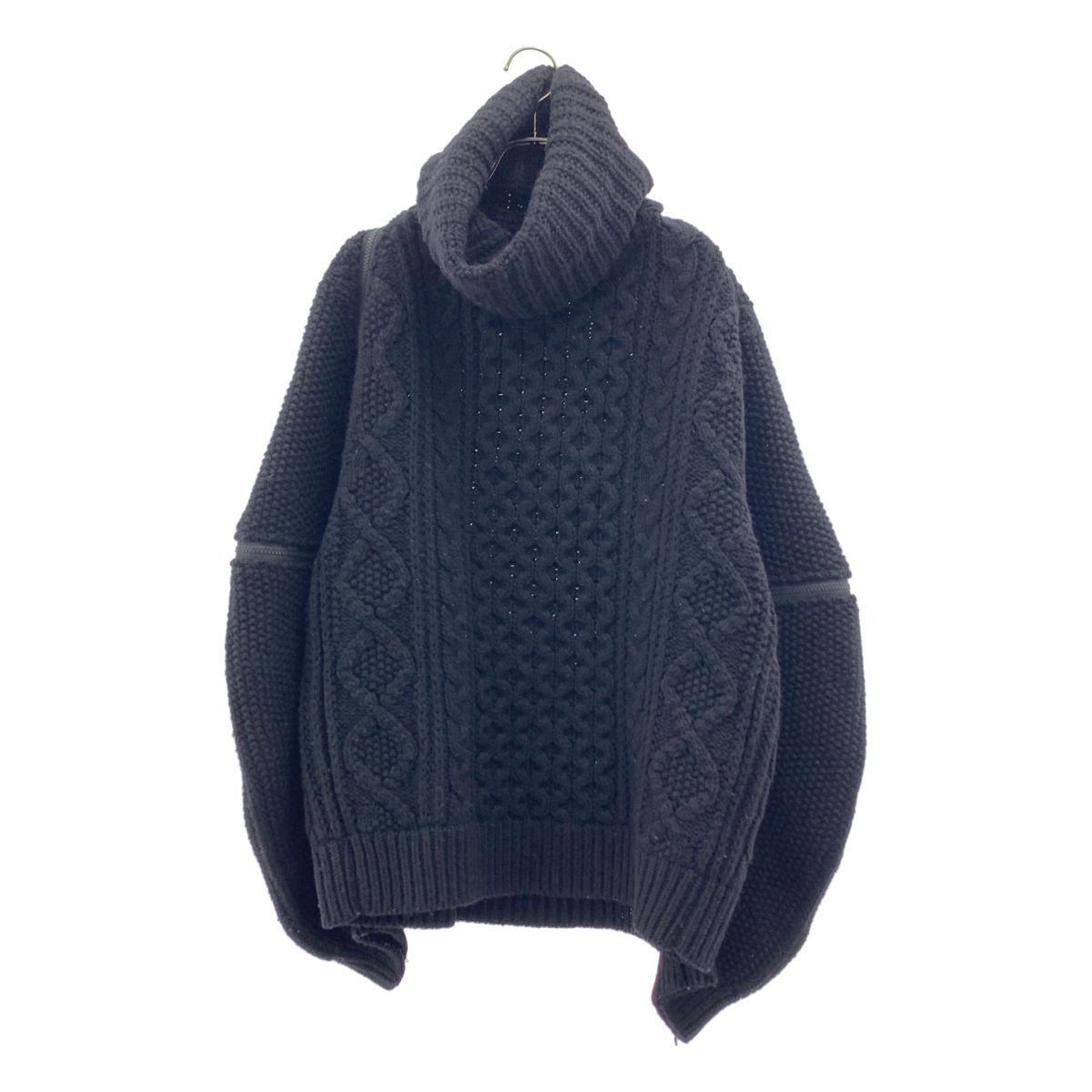 TAKAHIROMIYASHITA The Soloist / タカヒロミヤシタザソロイスト | Balloon sleeve back zip turtleneck sweater ケーブル タートルネック ニット | 44 | ブラック | メンズ