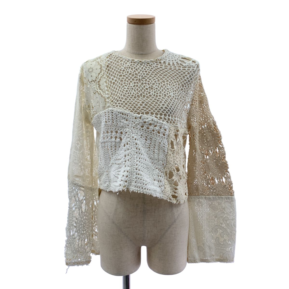 MALION vintage / マリオンヴィンテージ | レース パッチワーク ブラウス | エクリュ系 | レディース