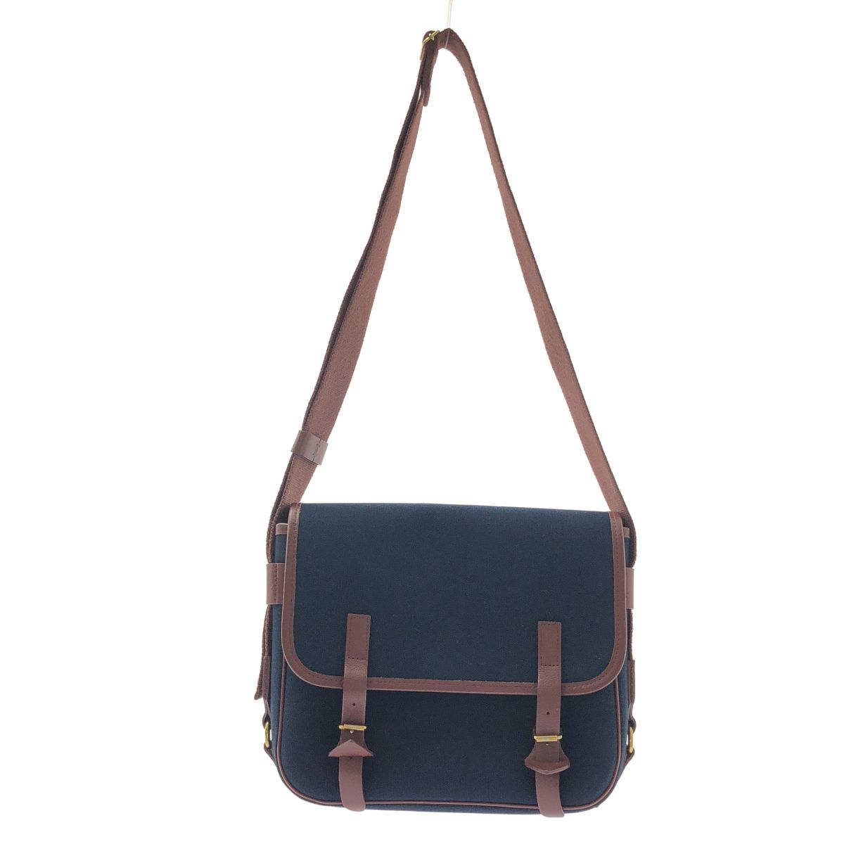 【美品】 L/UNIFORM / リュニフォーム | No.43 キャンバス サッチェルバッグ | ネイビー/ボルドー | レディース