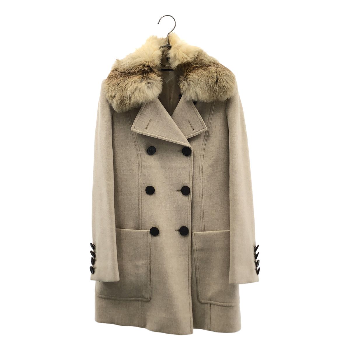 【美品】 GUCCI / グッチ | カシミヤ混 フォックスファー ピーコート | 38 | ベージュ | レディース 35,381円