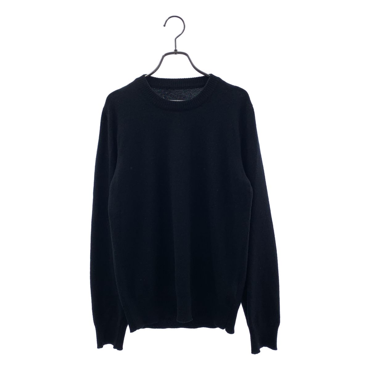 Maison Margiela / メゾンマルジェラ | Elbow Patch Crewneck Knit ウール レザー エルボーパッチ ニット | S | ブラック | メンズ