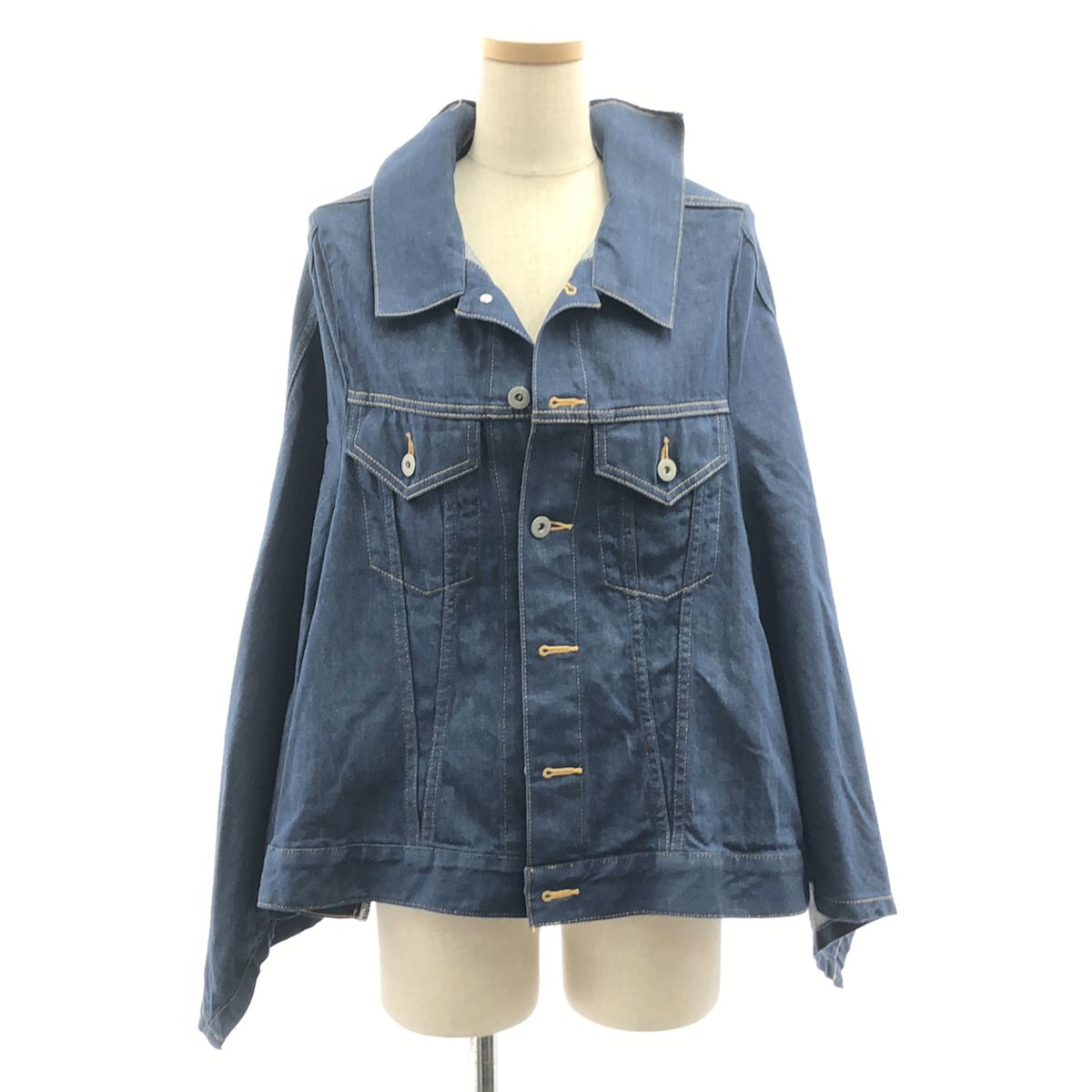 JUNYA WATANABE COMME des GARCONS denim / ジュンヤワタナベコムデギャルソンデニム | 2021SS | デニム ケープジャケット | M | インディゴ | レディース