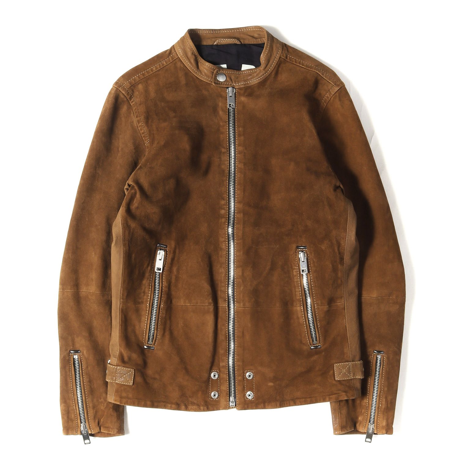 DIESEL ディーゼル ジャケット ブラウン サイズ:M | 裏地ウルフプリント ゴートレザー シングル ライダースジャケット | アウター ブルゾン 上着【メンズ】【中古】