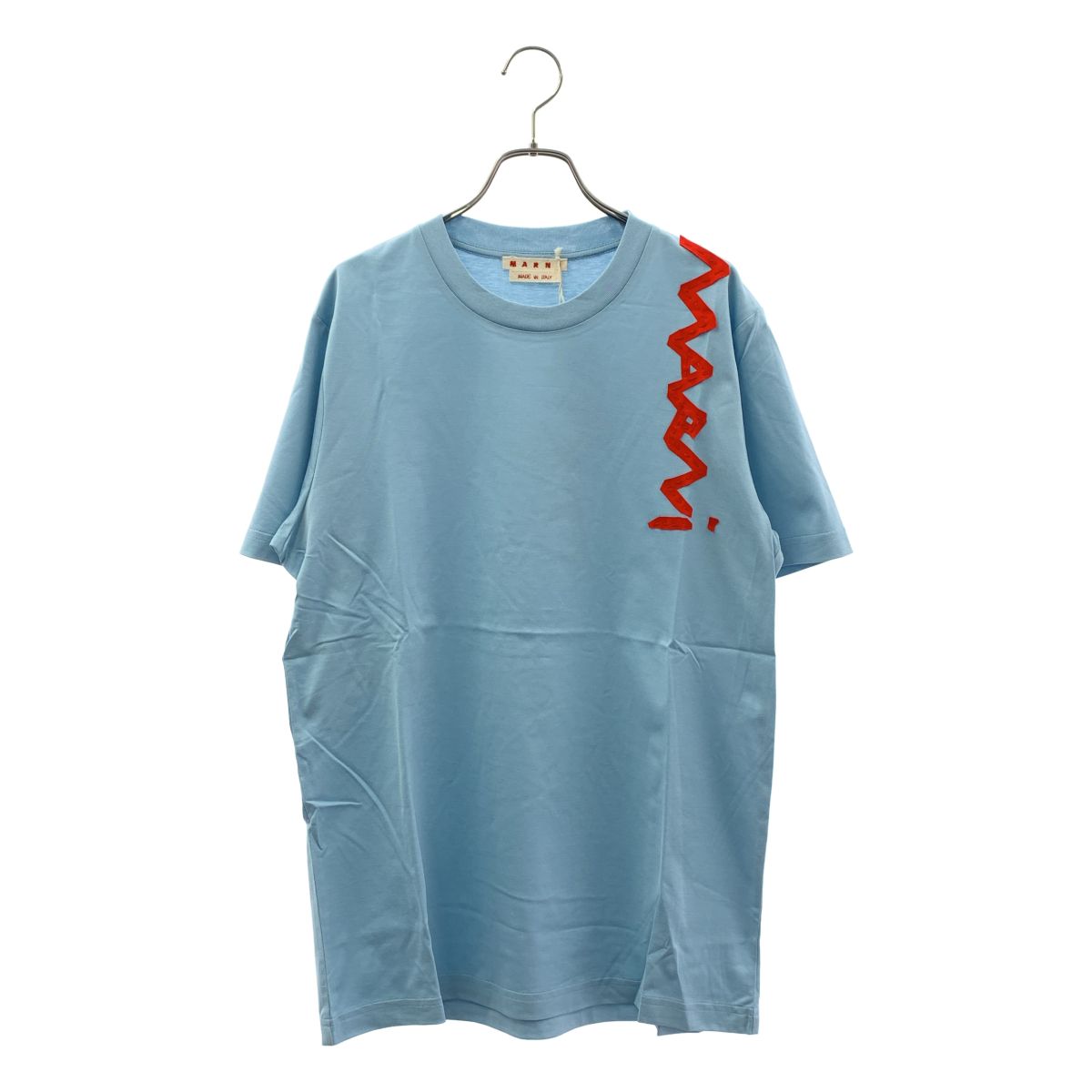 【新品】 MARNI / マルニ | メンディングロゴ オーガニックコットン Tシャツ | 48 | LEADEN BLUE / ペールブルー | メンズ