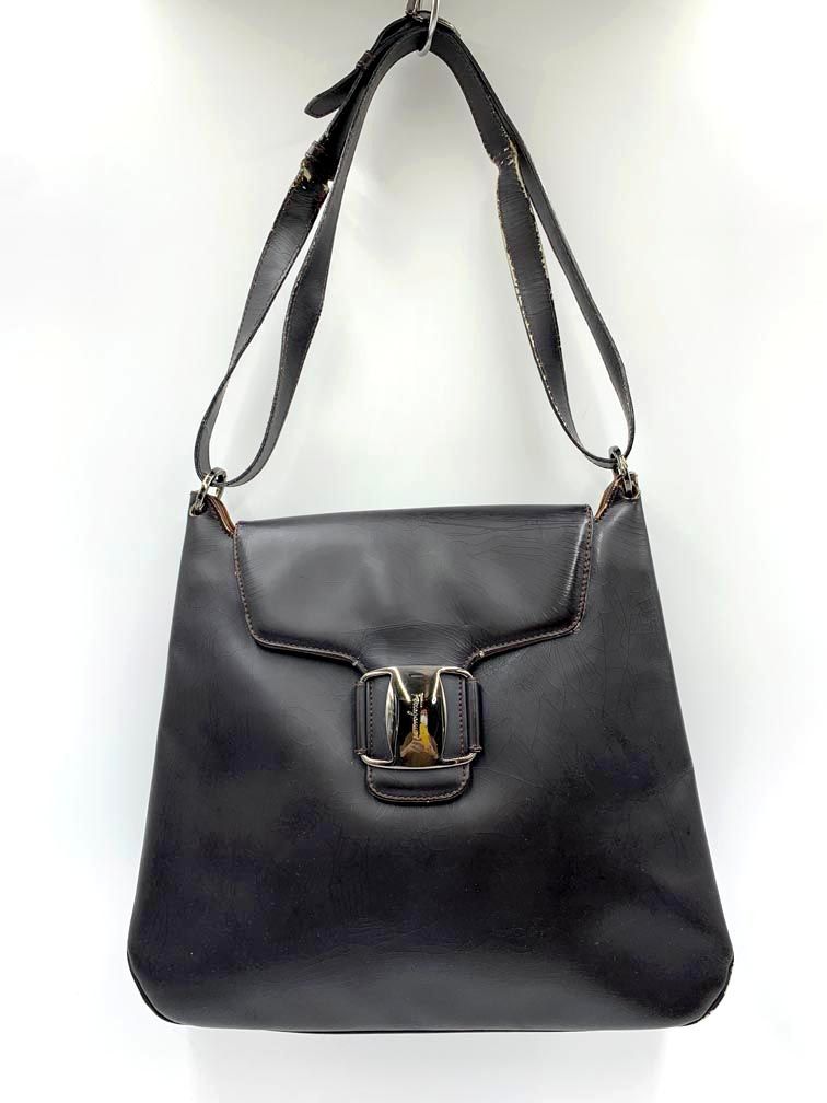 Salvatore Ferragamo サルヴァトーレフェラガモ ヴァラ ワンショルダー 2way トート バッグ 黒 ■■◎レディース