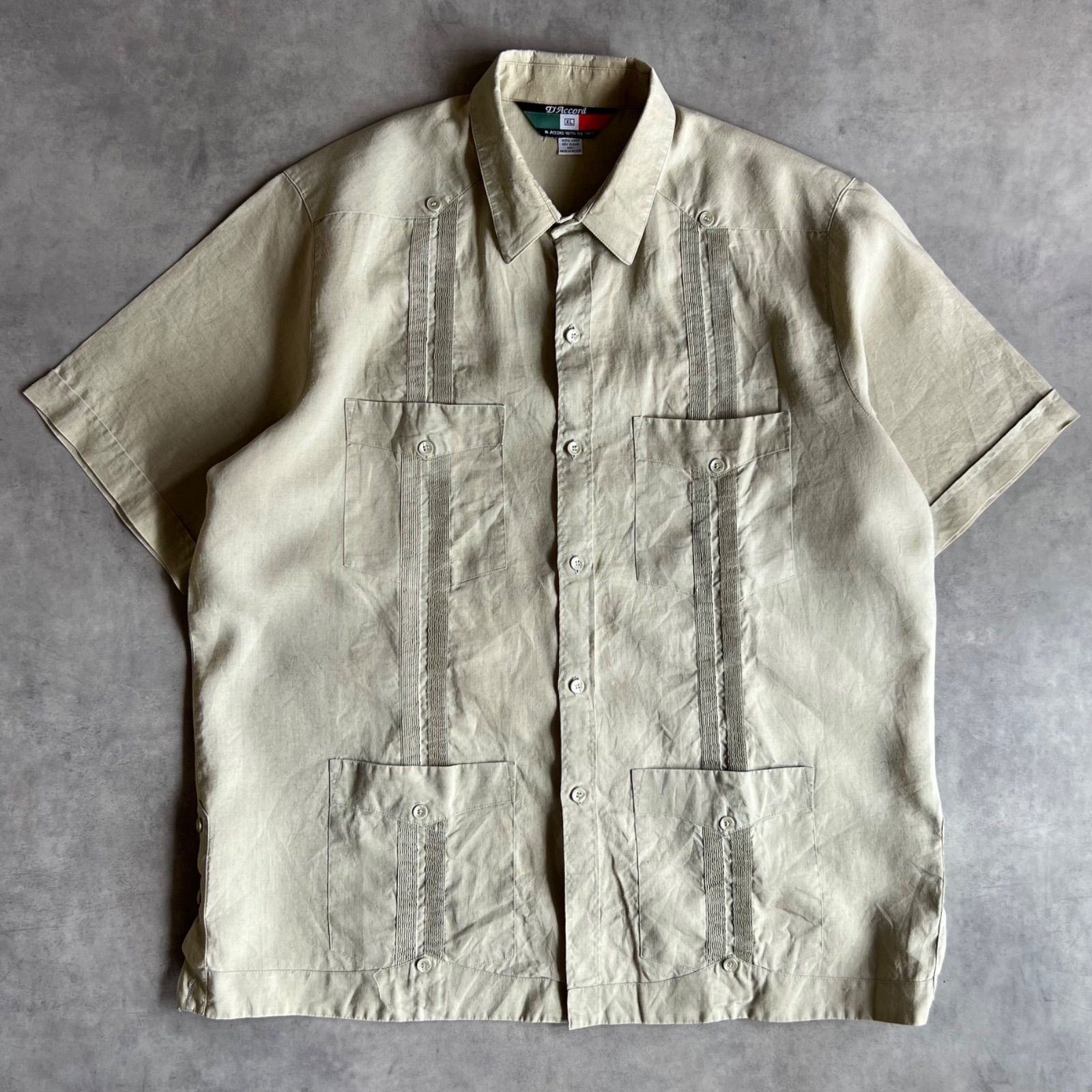 90s D'Accord LINEN 100% cuban shirt キューバシャツ リネン
