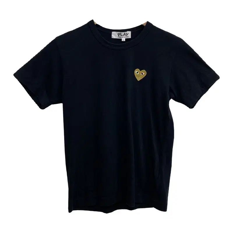 レディース Lサイズ / COMME des GARCONS コム・デ・ギャルソン 正規品 22SS コットン GOLD ワッペン ブラック 半袖Tシャツ