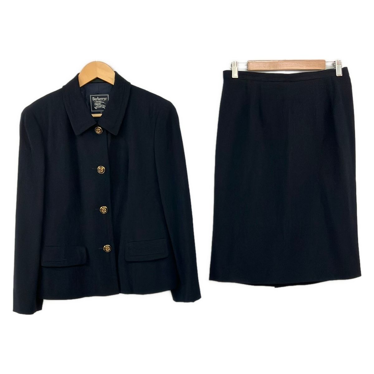 Burberry's(バーバリーズ) スカートスーツ レディース美品 - ダークネイビー 肩パッド