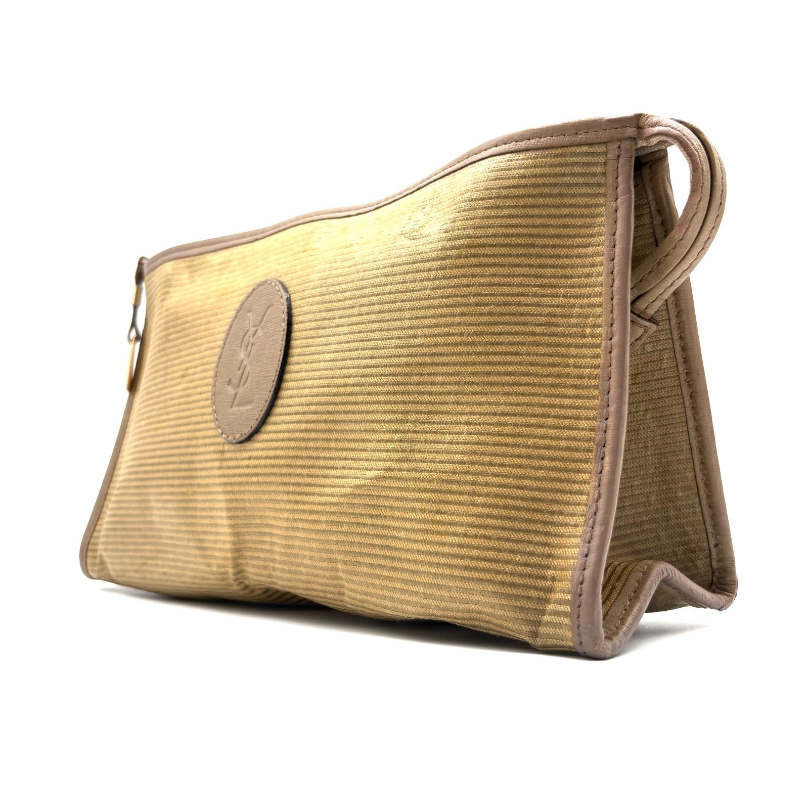 YVES SAINT LAURENT Vintage cosmetic pouch beige PVC clutch bag イブサンローラン コスメティック PVC ベージュ クラッチバッグ