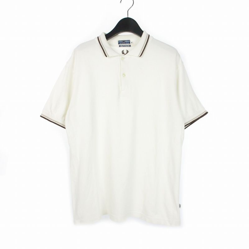 グッドイナフ GOODENOUGH フレッドペリー Fred Perry イギリス製 ポロシャツ 半袖 ワンポイントロゴ 鹿の子 M 白 ホワイト