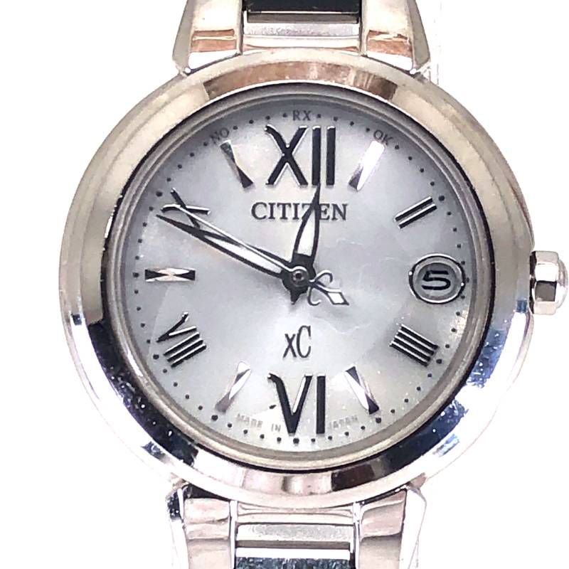 【美品】CITIZEN シチズン/XC クロスシー エコドライブ レディース H058-T016545/ソーラークォーツ/ステンレス/シルバー・ホワイト