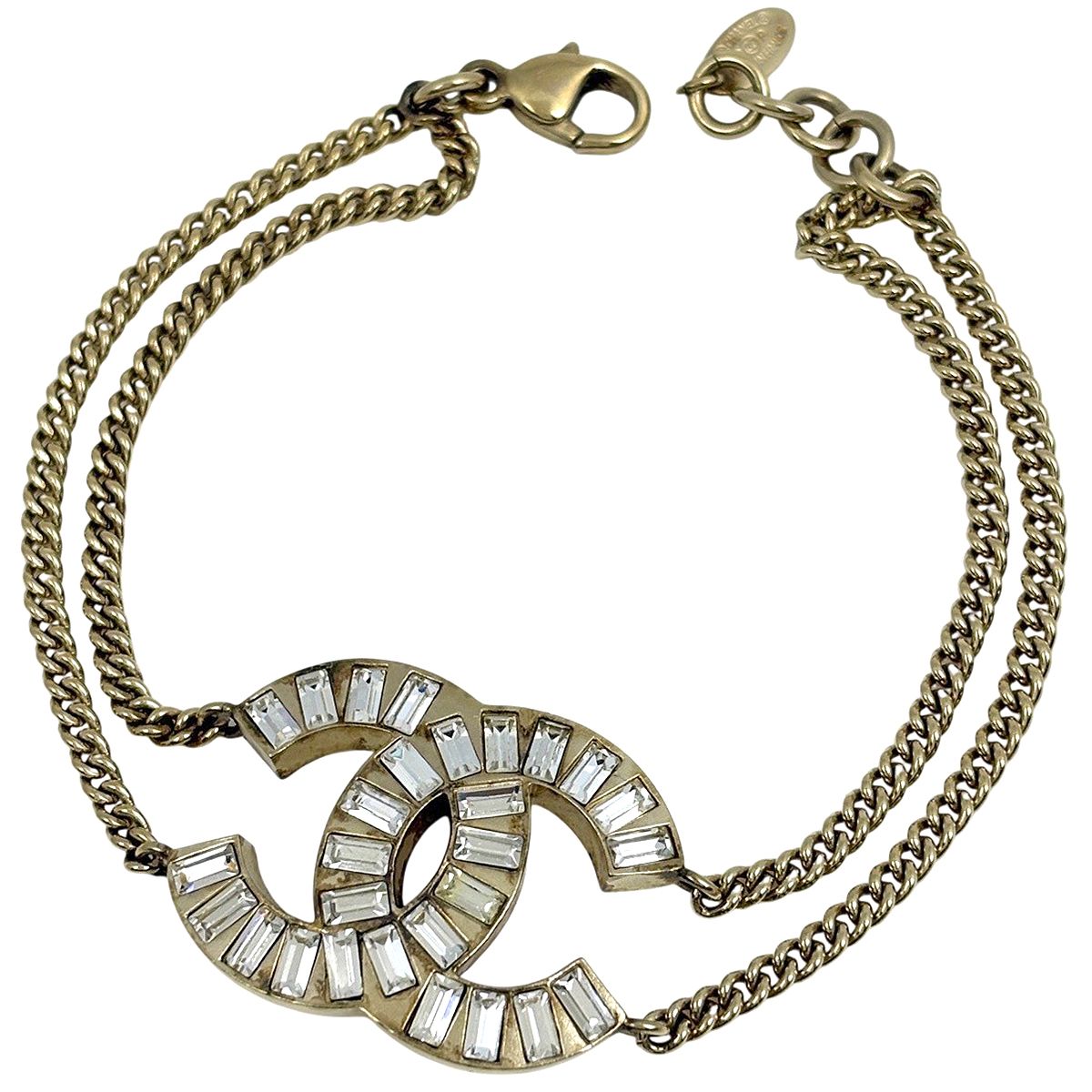シャネル CHANEL ココマーク チェーン ブレスレット ラインストーン GP ゴールド レディース 【中古】