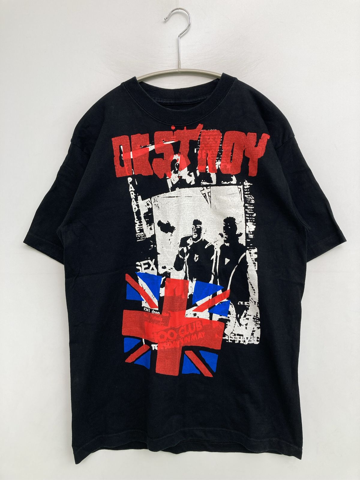 Tシャツ/カットソー M ブラック 前面プリント ミドル丈 半袖 クルーネック(丸首) メンズ レディース