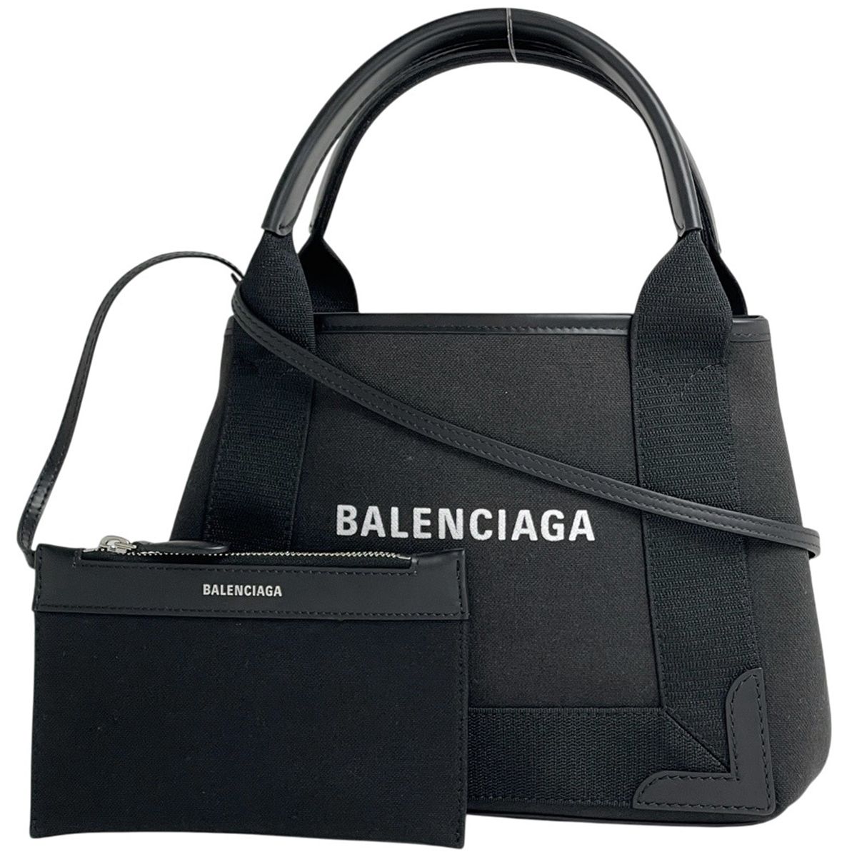 バレンシアガ BALENCIAGA ネイビーカバスXS 2WAY キャンバス ブラック 390346 レディース 【中古】