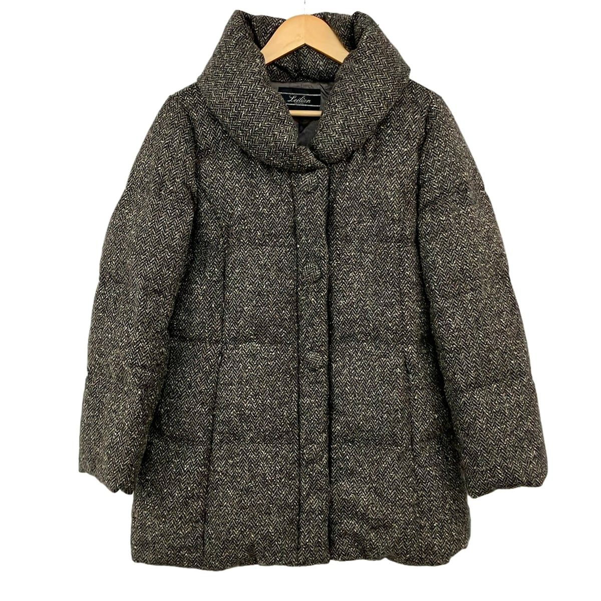 Leilian(レリアン) ダウンコート サイズ11 M レディース - 黒×ダークブラウン×白 長袖/冬