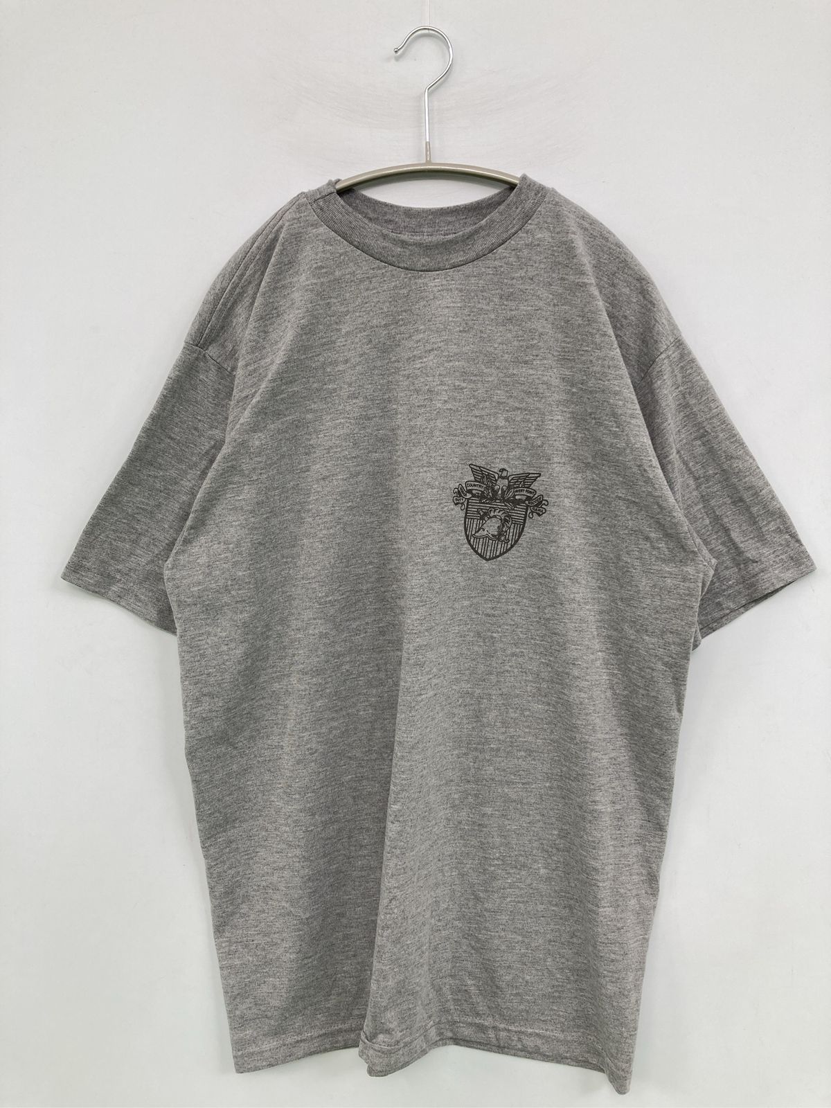 Tシャツ/カットソー MEDIUM グレー 無地 前面プリント バックプリント ブランドロゴ ミドル丈 半袖 クルーネック(丸首) メンズ レディース
