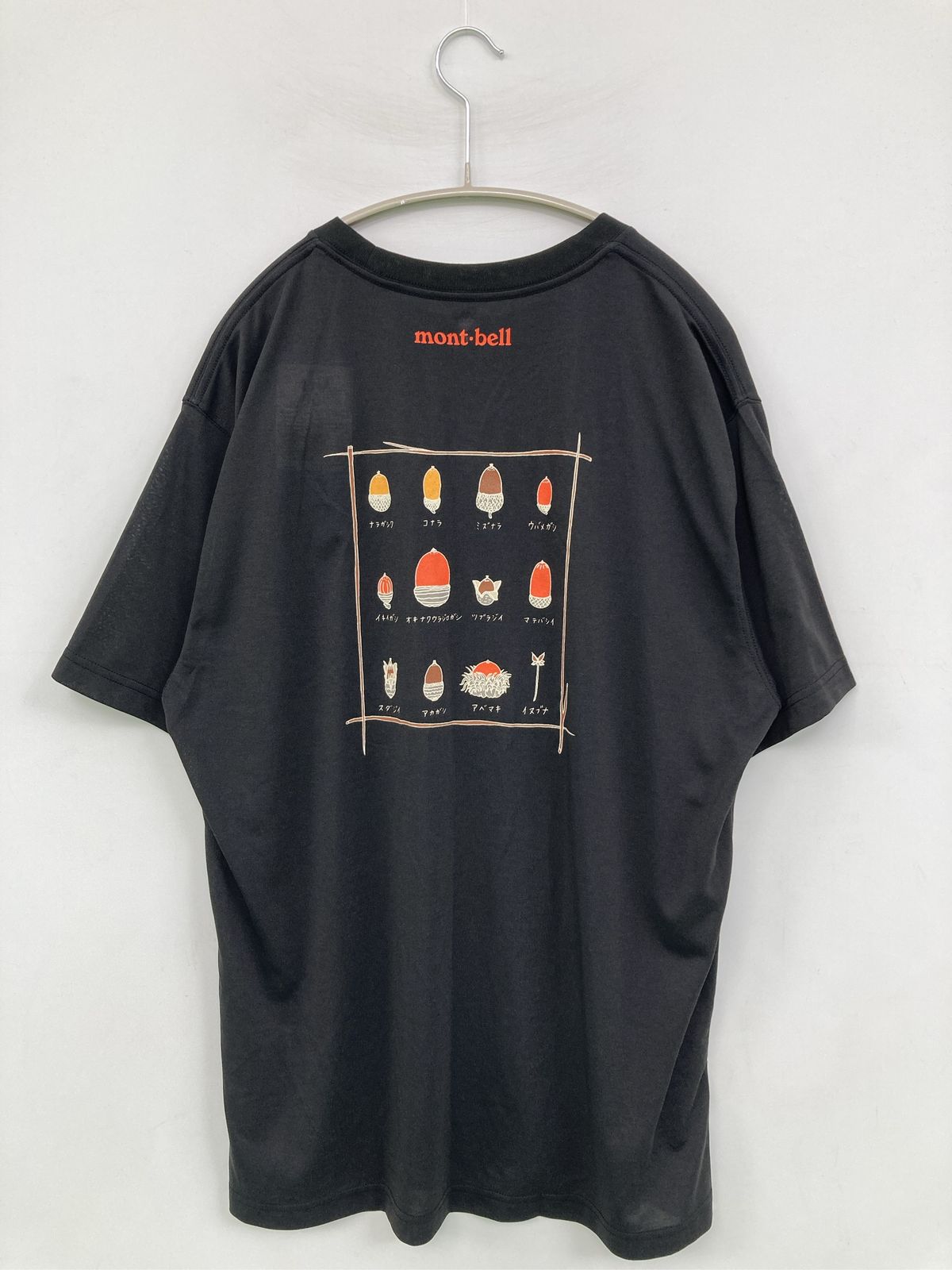 mont-bell モンベル Tシャツ/カットソー XL ブラック 前面プリント バックプリント ブランドロゴ 半袖 ミドル丈 クルーネック(丸首) メンズ レディース