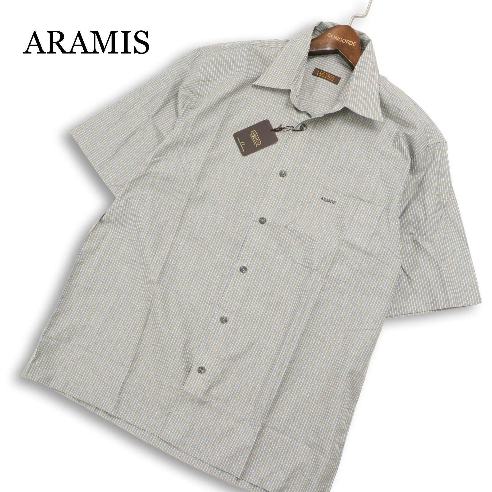 新品 未使用】 ARAMIS アラミス 春夏☆ 半袖 ストライプ ロゴ刺繍 