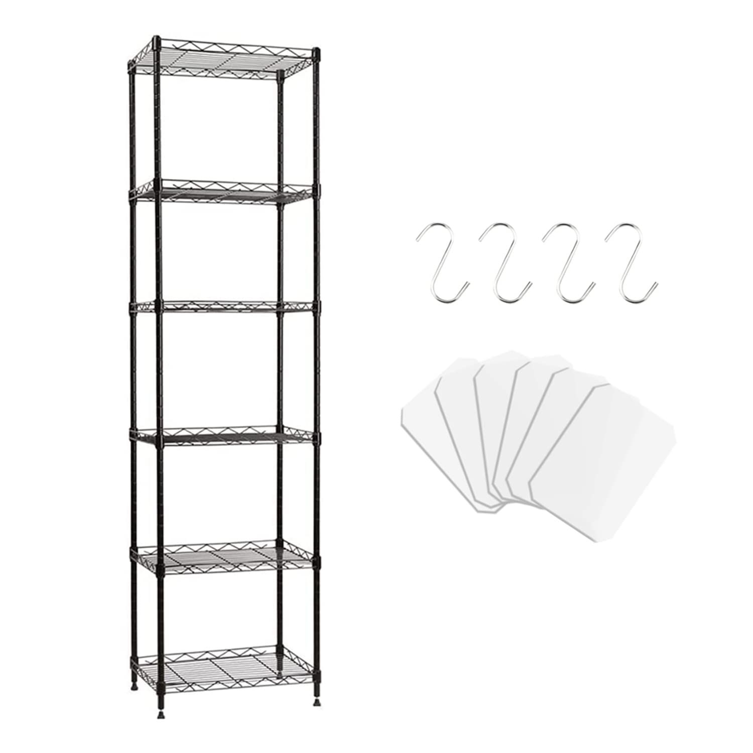 ☆新品☆スチールラック レンジ台 キッチンラック 収納ラック キッチン 整理棚 本棚 シェルフ棚 メタル製 メタルラック 高さ調節 幅42cm×奥行30cm×高さ160cm (ブラック6段) 404cfd06