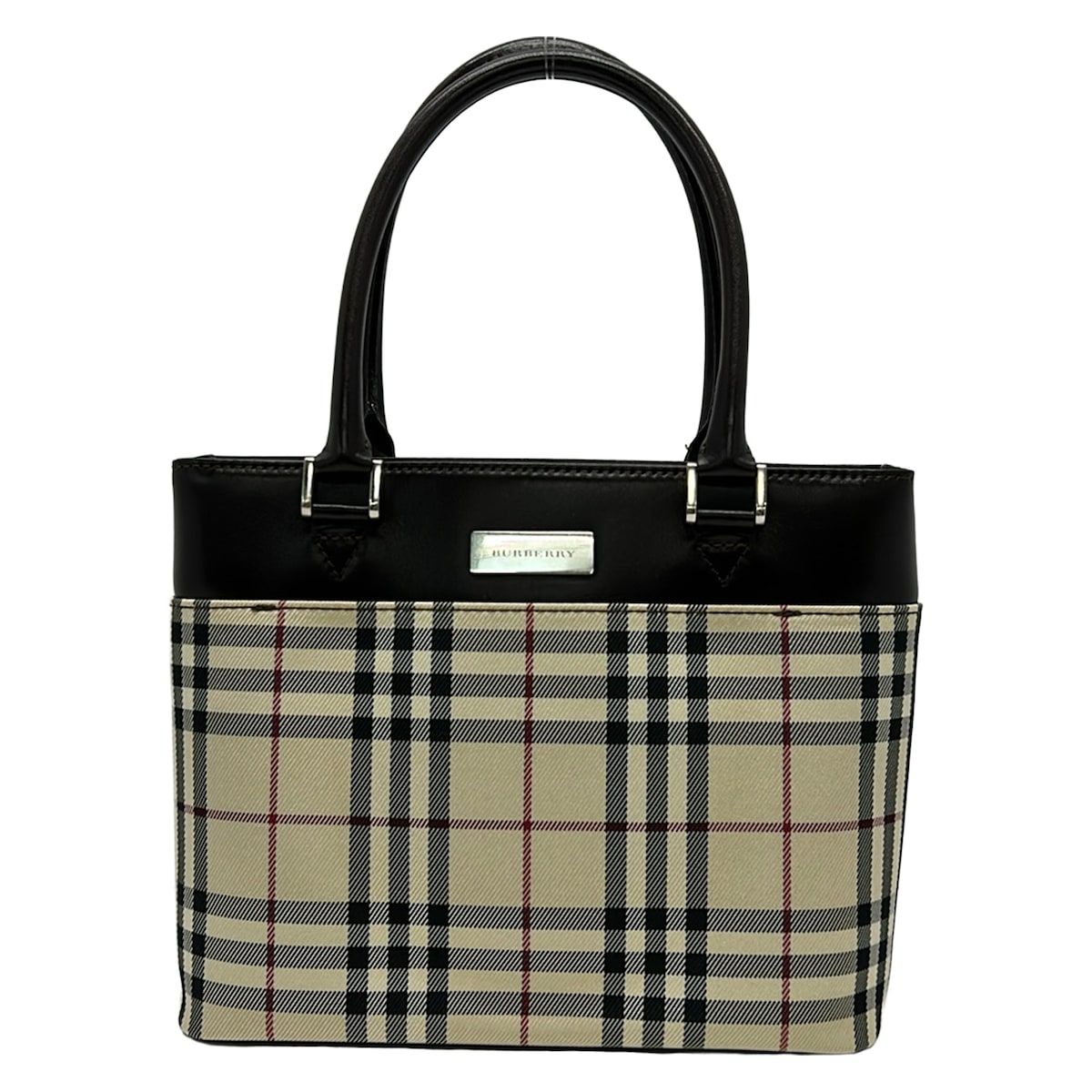 BURBERRY/Burberry(バーバリー) ハンドバッグ - ベージュ×黒×マルチ チェック柄 レザー