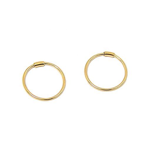18金/10金 フープ ピアス パイプフープ ピアス K18 18k K10 10k イエロー ゴールド 太さ0.5mm×直径8mm つけっぱなし シームレス 輪っか リング 差し込み 男女兼用【片耳/両耳販売】Ju 05de0a97