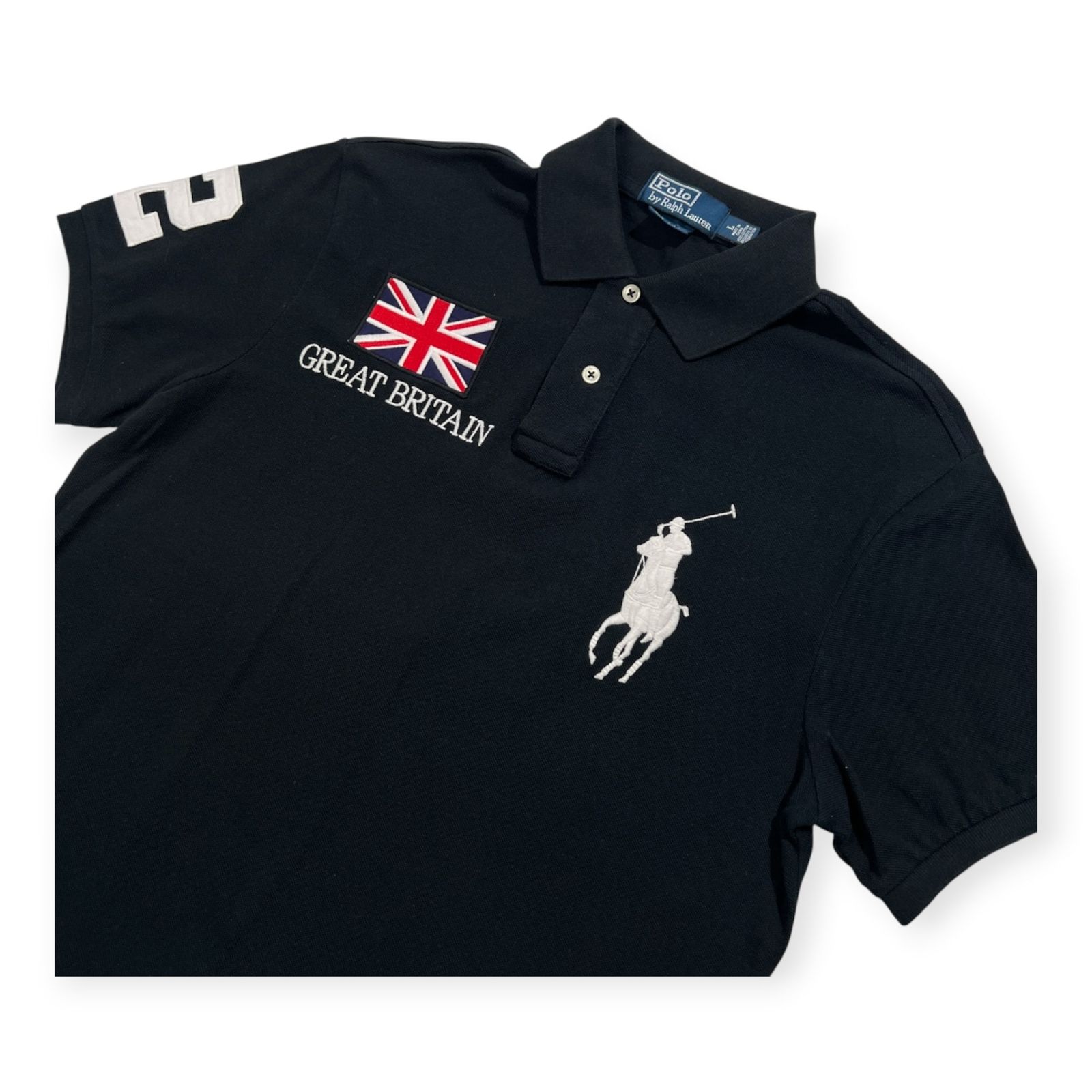 Polo Ralph Lauren ポロ ラルフローレン GREAT BRITAIN ビッグポニー 半袖 ポロシャツ サイズ L /ブラック/メンズ/インパクト21
