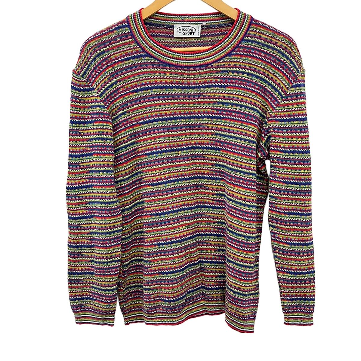 MISSONI SPORT(ミッソーニスポーツ) 長袖セーター サイズ44 L レディース美品 - レッド×イエロー×マルチ クルーネック/ボーダー