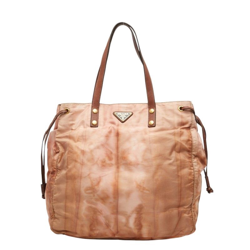 プラダ 三角ロゴプレート トートバッグ KPB151 ブラウン ナイロン レディース PRADA【1-0269497】