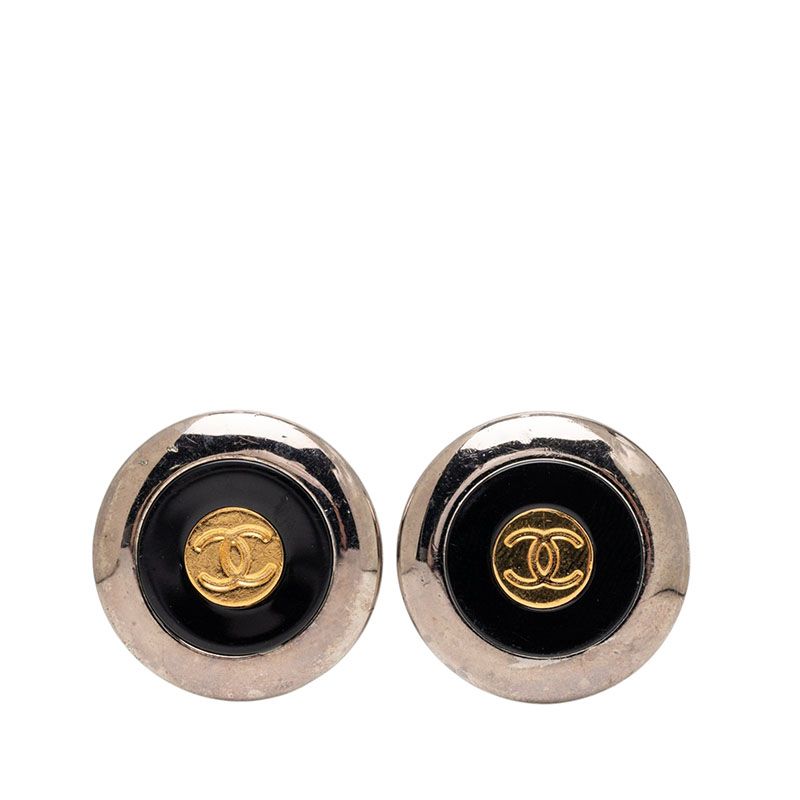 シャネル ココマーク ヴィンテージ イヤリング 97A シルバー ブラック ゴールド メタル メッキ レディース CHANEL【1-0270693】