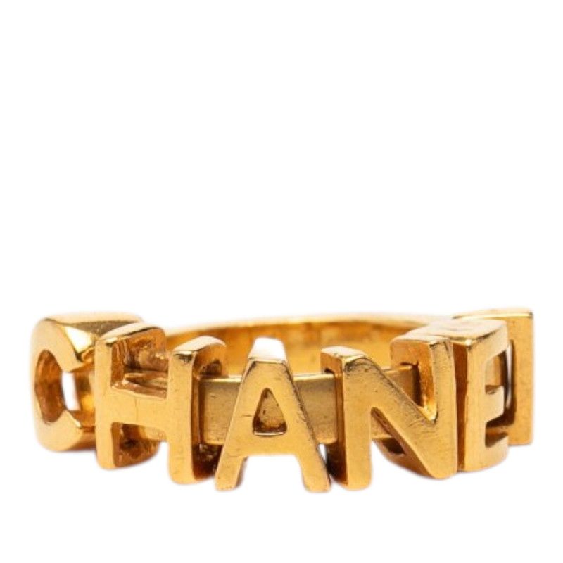 シャネル ロゴ リング 指輪 01P ゴールド メッキ レディース CHANEL【1-0270712】