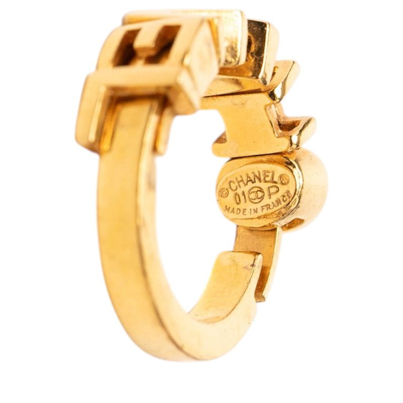 シャネル ロゴ リング 指輪 01P ゴールド メッキ レディース CHANEL【1 
