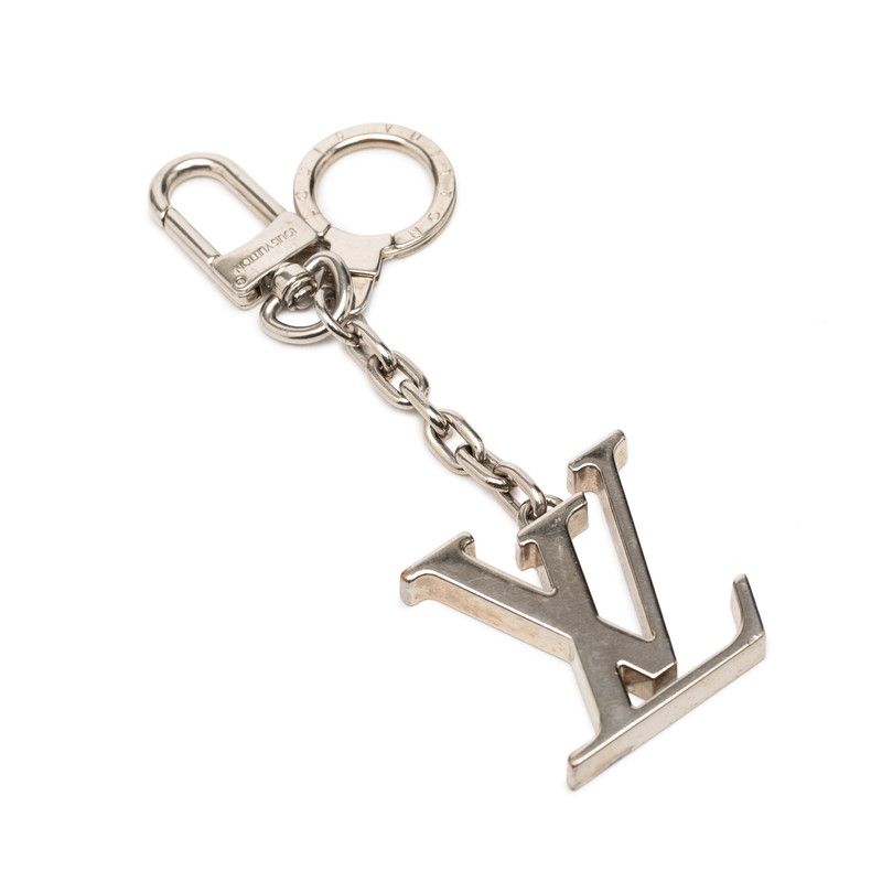 ルイ ヴィトン ポルト クレ イニシャル LV ロゴ キーリング キーホルダー バッグチャーム M65071 シルバー メタル レディース LOUIS VUITTON【1-0270723】