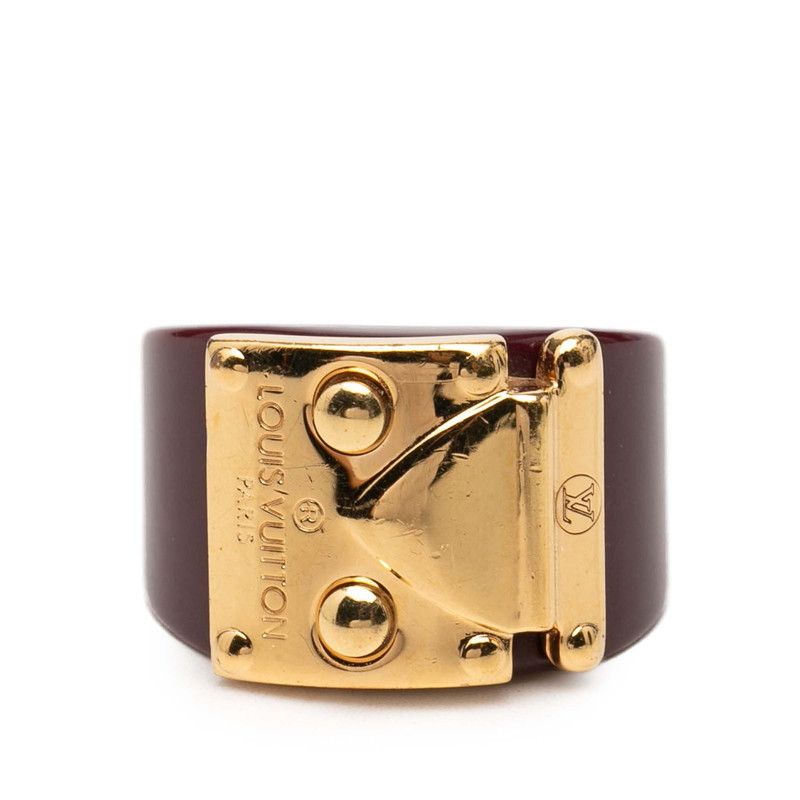 ルイ ヴィトン バーグ ロックミー リング 指輪 #M ワインレッド ゴールド プラスチック メッキ レディース LOUIS VUITTON【1-0270727】