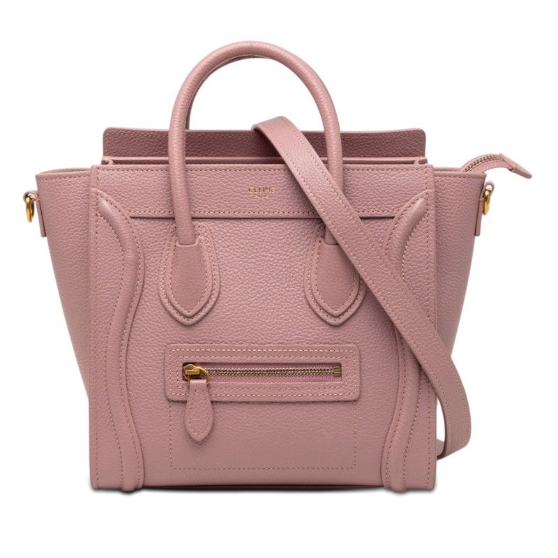 セリーヌ ラゲージ ナノ ショッパー ハンドバッグ ショルダーバッグ 2WAY ピンク レザー レディース CELINE【222-72935】