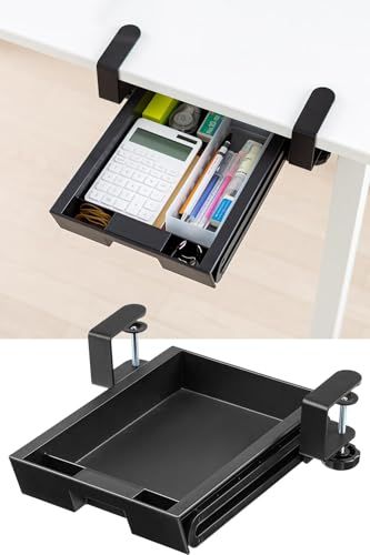 サンワダイレクト 引き出し 後付け デスク下 収納 クランプ式 小物入れ 内寸：幅17.8×奥行25cm 100-KB019mt